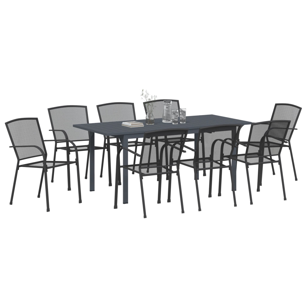 Set da Pranzo da Giardino 9 Pezzi Acciaio Anthracite