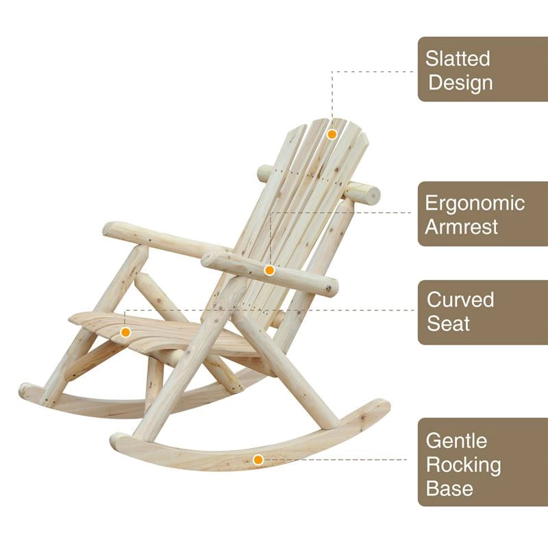 SEDIA A DONDOLO DA GIARDINO STILE ADIRONDACK IN LEGNO 66 X 96 X 98 CM