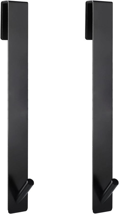 Haken per Douchedeur 25 cm - Haken per Opbergen senza Fori Haken universali per Douchedeuri in Vetro - Nero (2 Pezzi - Massimo 8 kg/Haak)