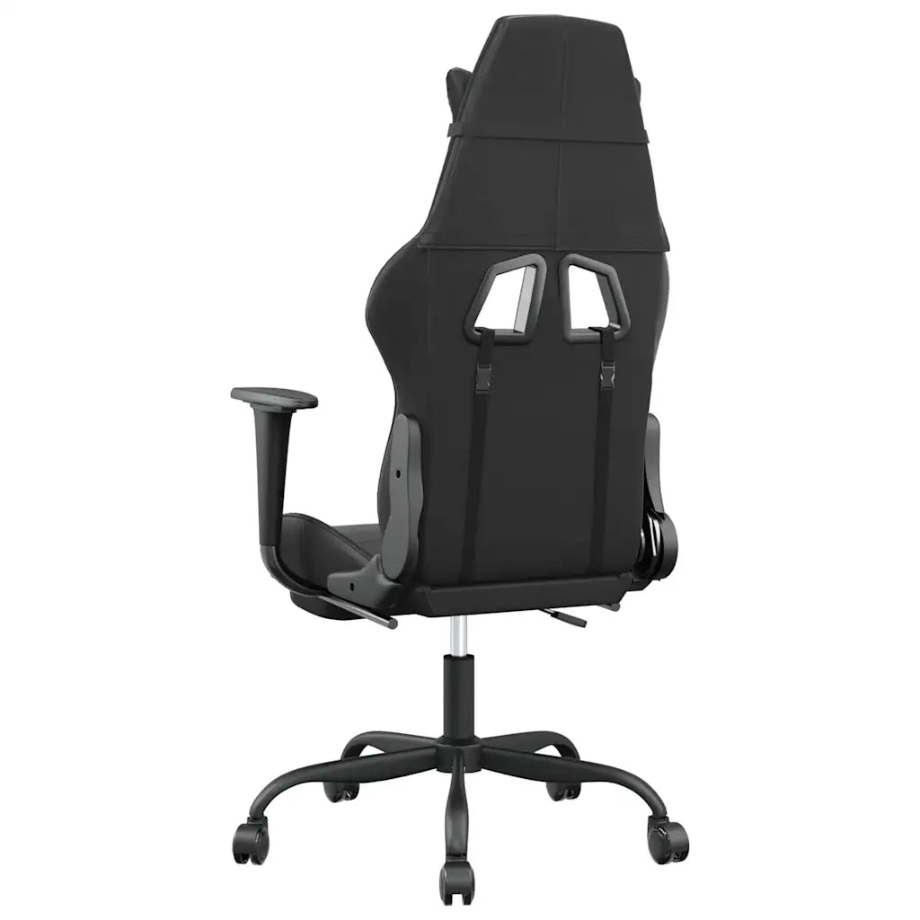 Sedia da Gaming | Sedia da e-sports con Massaggio e Poggiapiedi Nera in Similpelle