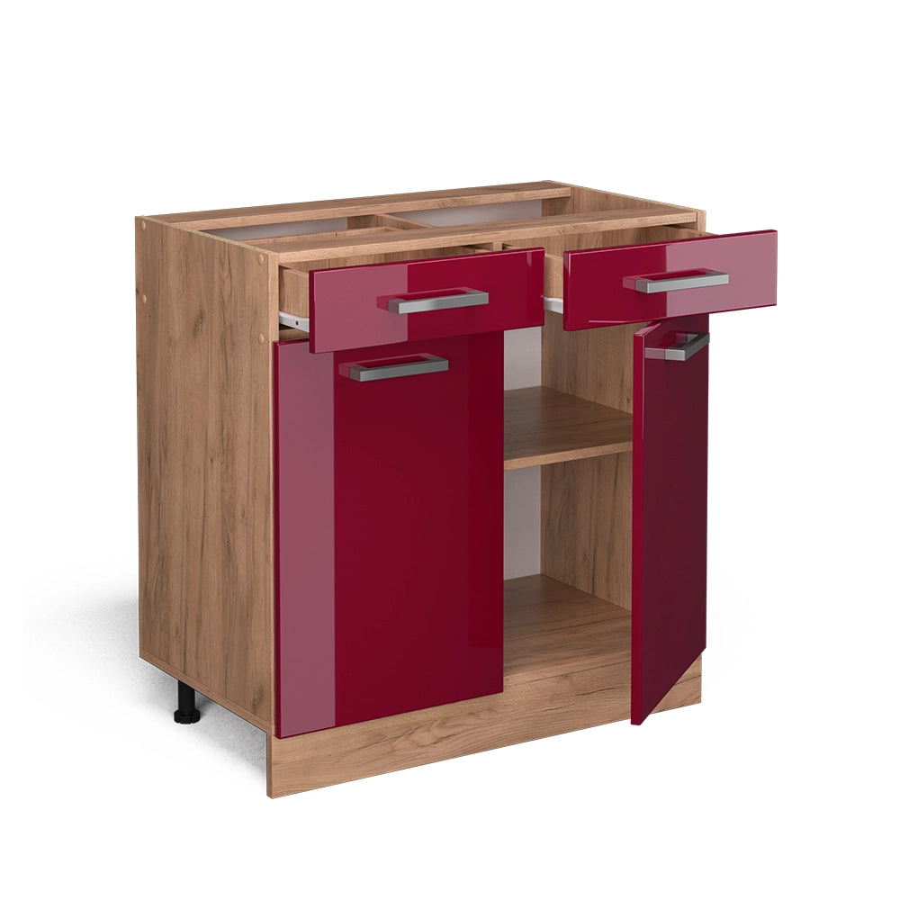 Vicco Mobiletto base per cucina Rosso lucido 80 cm senza piano di lavoro