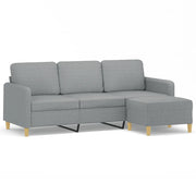 Divano | Divano da soggiorno | Sofa a 3 Posti con Poggiapiedi Grigio Chiaro 180cm in Tessuto