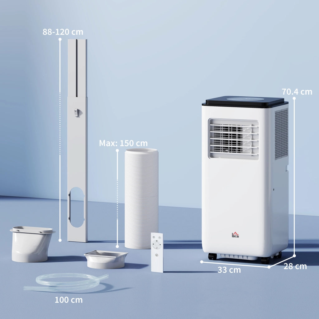 Condizionatore Portatile 750W con 5 Modalit¨¤ e 2 Velocit¨¤, in Plastica e Acciaio, 33x28x70.4 cm, Bianco