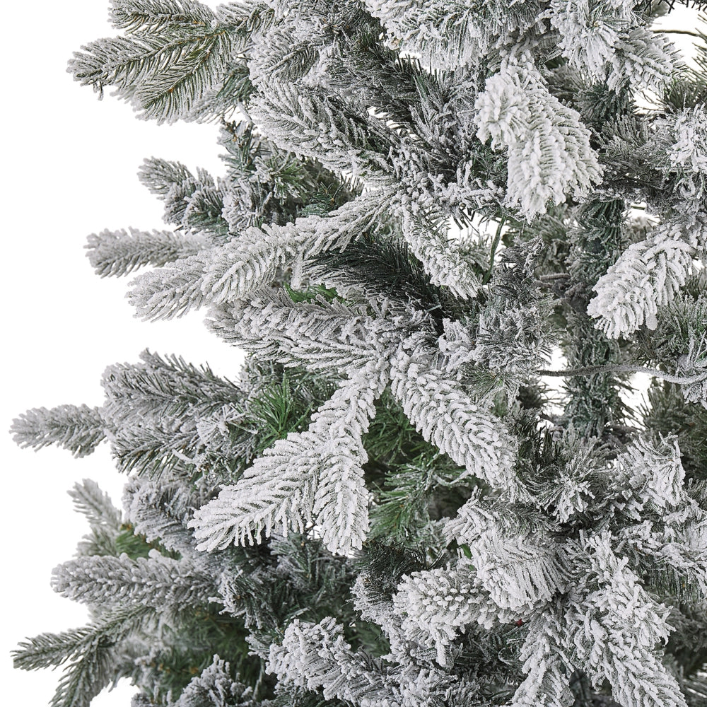 Albero di Natale artificiale innevato preilluminato con supporto in metallo 210 cm bianco