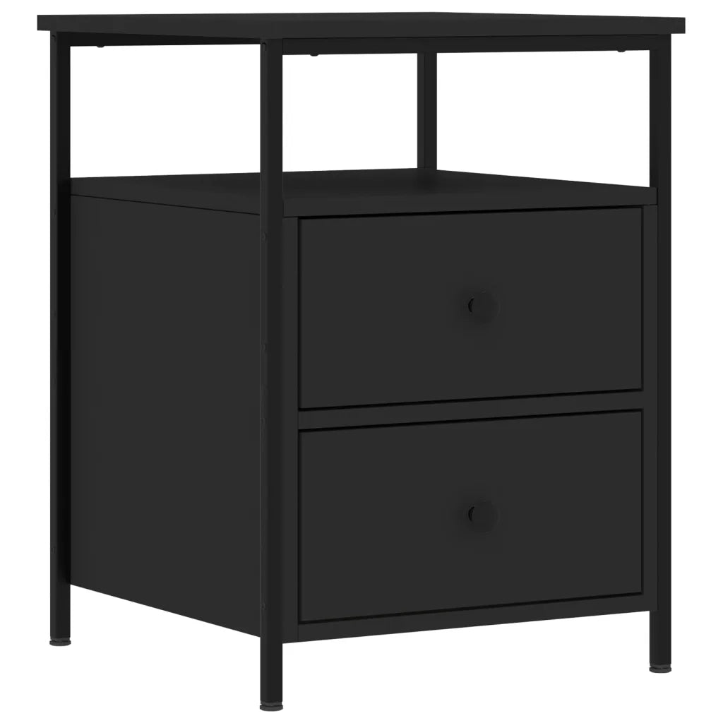 Set di 2 Comodini | Armadio da Notte | Mobiletto da notte Neri 44x45x60 cm in Legno Multistrato