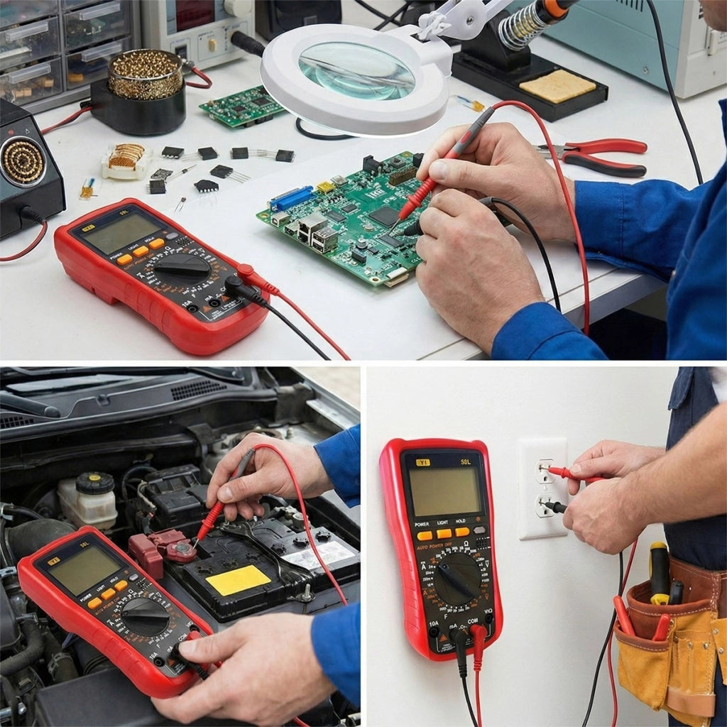 MULTIMETRO TESTER DIGITALE PROFESSIONALE VOLT AMPERE FARAD PUNTALI YI-58L