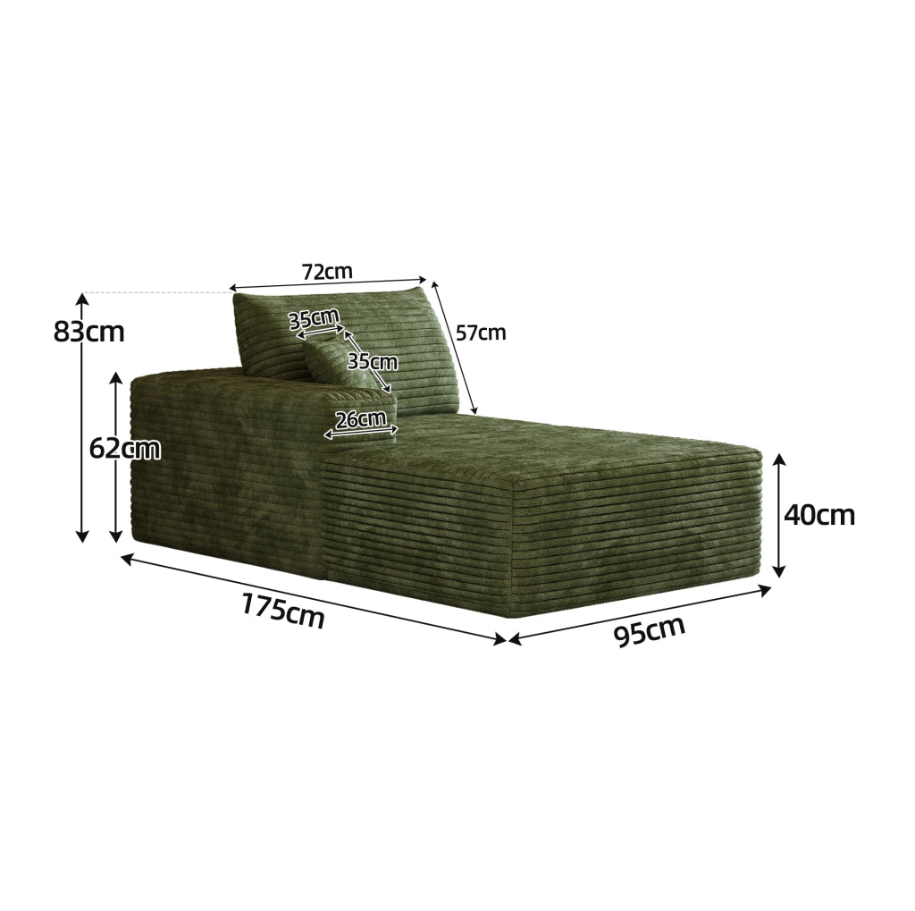 DIVANO Chaise reversibile in tessuto verde senza montaggio