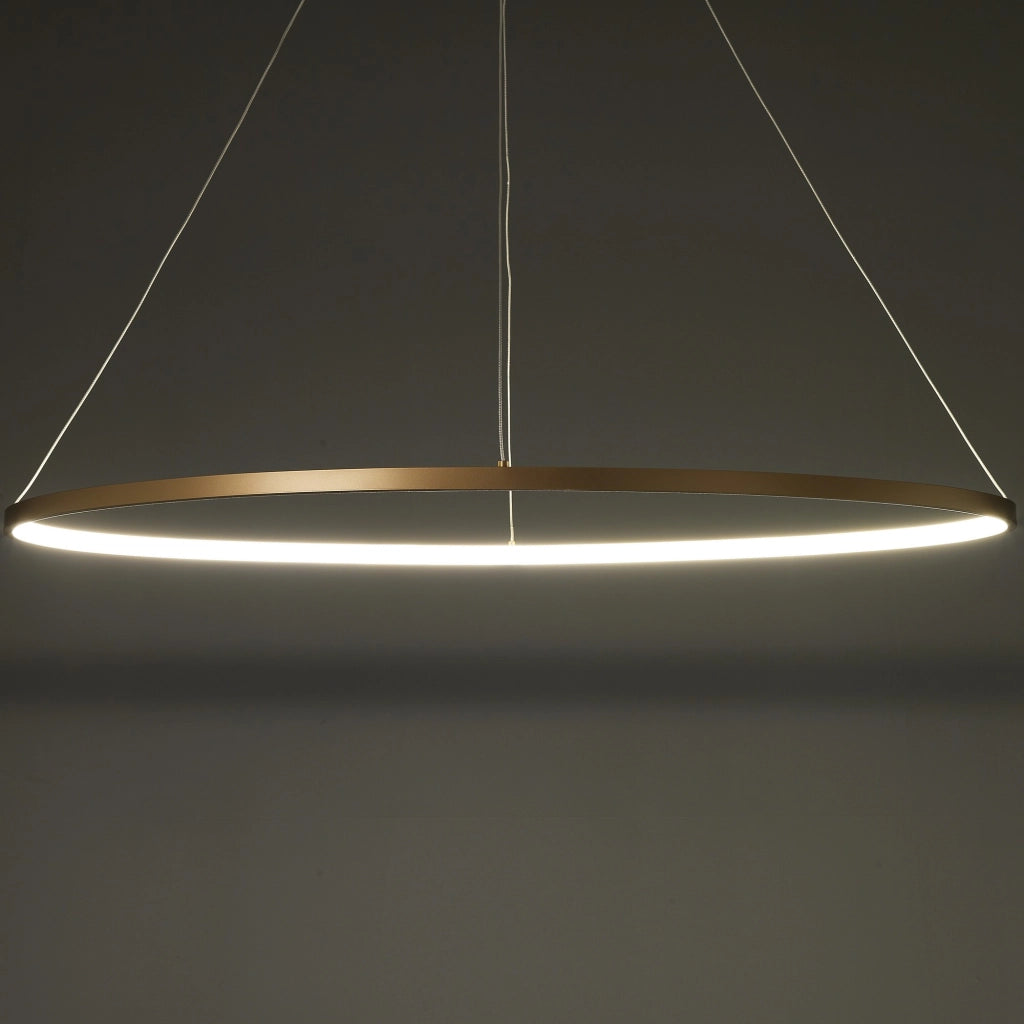 Lampadario ad anello in allumino oro satinato cm. H.92 x Ø.60/100