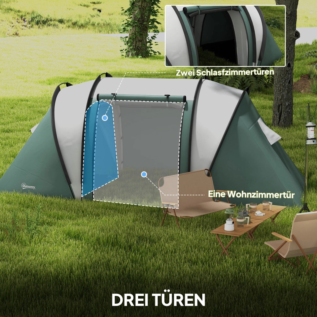 Tenda da campeggio familiare 4-5 persone ¨C Xylo ¨C impermeabile 3 stanze verde scuro