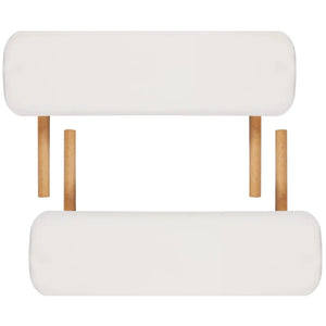 Lettino Pieghevole da Massaggio Crema 3 Zone con Telaio Legno 110082