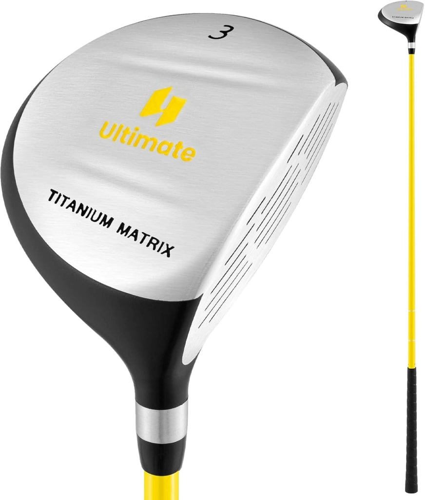 165CC Legno da Fairway Junior #3 per Bambini, Mazza da Golf Individuale per Ragazzi e Ragazze con Asta in Fibra di Vetro e Copritesta, Mano Destra, 34 Pollici, Età 8-10
