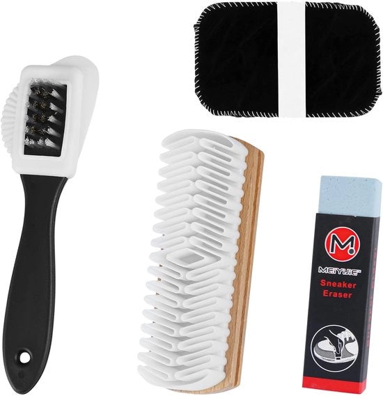 Set di pulizia per scarpe multifunzionale - 15x4cm - con spazzola a crêpe e guanti da pulitore per pelli di suède e nubuck