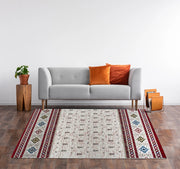Tappeto Arredo Moderno Morbido in Ciniglia Ingresso Antiscivolo Prodotto Italiano  Soggiorno Camera Salotto Disegni Piazzati Cotone Varie Misure Grande Loom/Rosso - 65x115 cm
