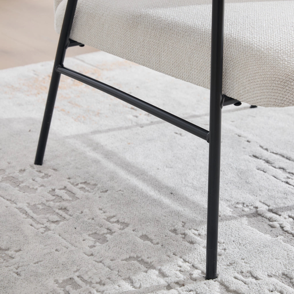 Poltrona con Tavolino Laterale e Tasche Laterali Design Nordico in Ciniglia Beige