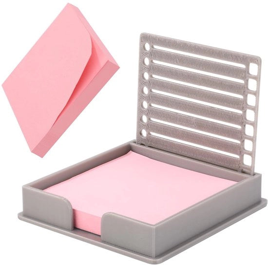 Dispensatore di Note Adesive - Dimensioni: 8,7x8,7x1,7cm - Blocco Note: 7,5x7,5x0,9cm - Supporto in Acrilico - Accessorio da Ufficio - Materiale ABS - Supporto per Note
