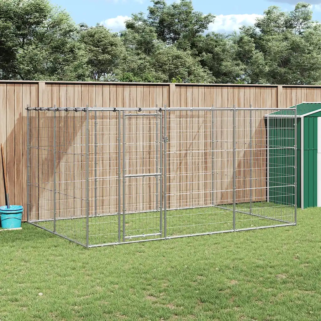 Gabbia per Cani da Esterno in Acciaio Zincato con Tetto 7,26 m² 3082303