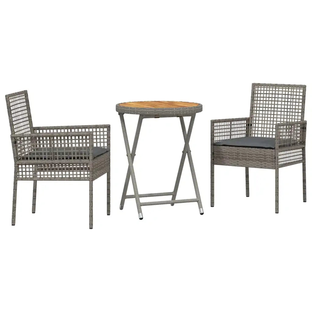 Set Bistro da Giardino 3 pz | Set Salotto da Giardino Grigio polyrattan