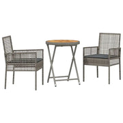 Set Bistro da Giardino 3 pz | Set Salotto da Giardino Grigio polyrattan