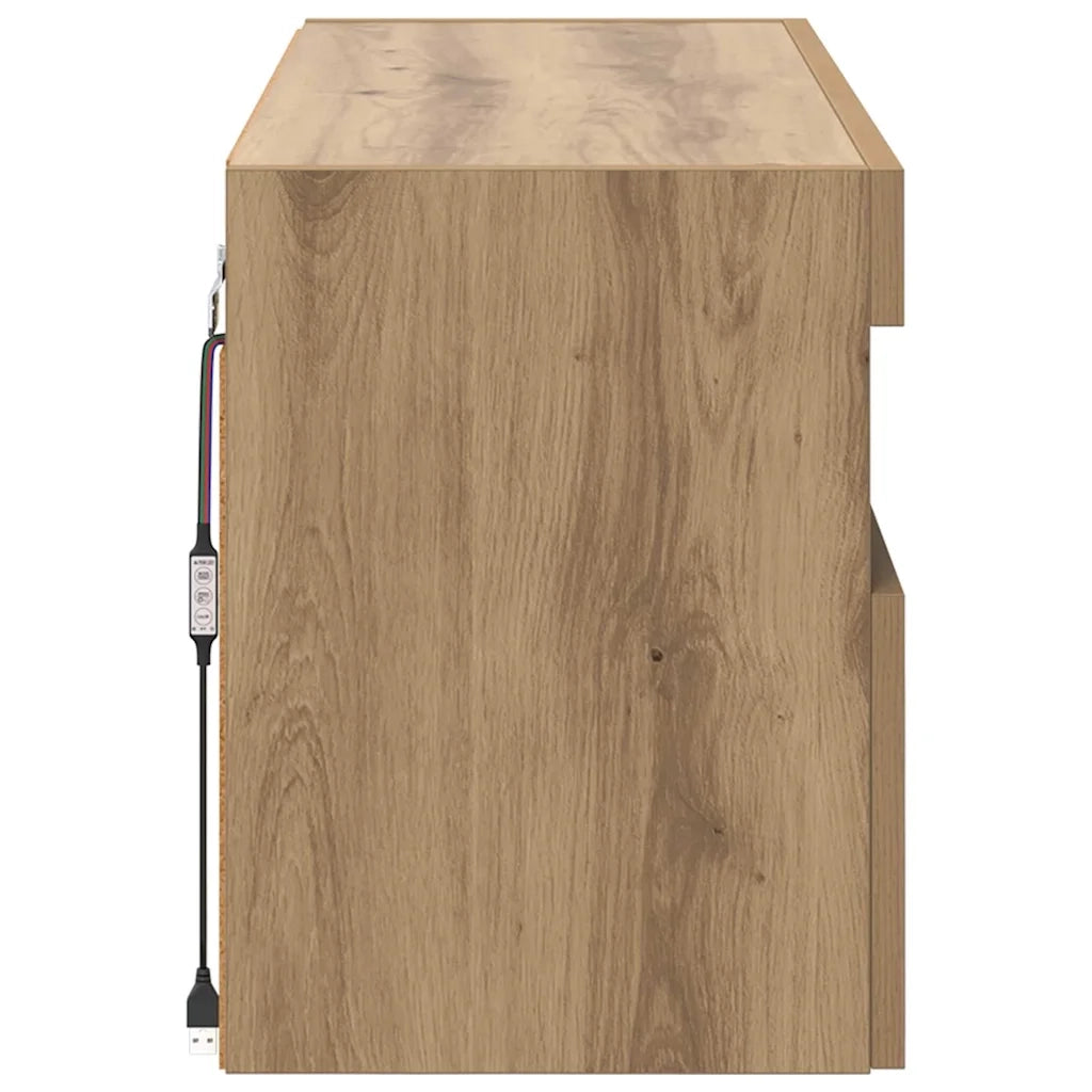 Mobile TV da parete con LED Rovere artigianale 100 x 30 x 40 cm