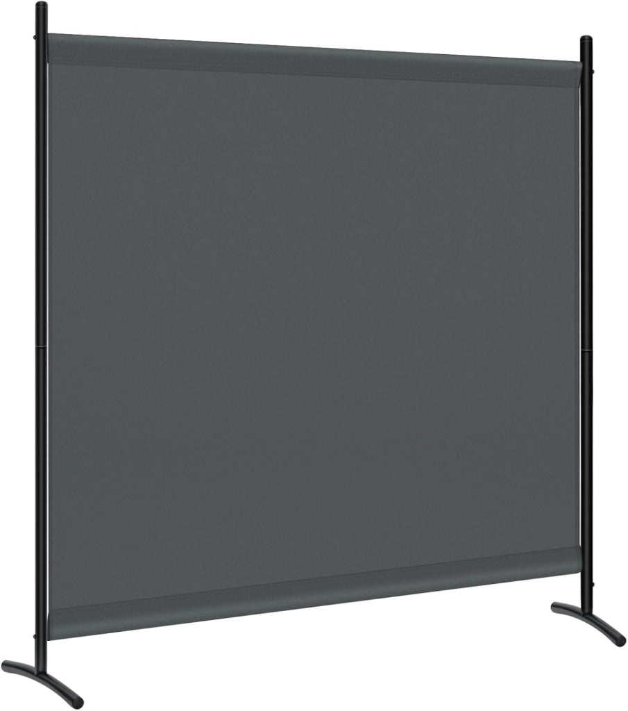 Paravento, divisorio per ambienti, paravento indipendente monoblocco per balconi, camere da letto, giardini, con telaio e staffe in metallo, tessuto rivestito in PA, 180x177 cm, grigio scuro