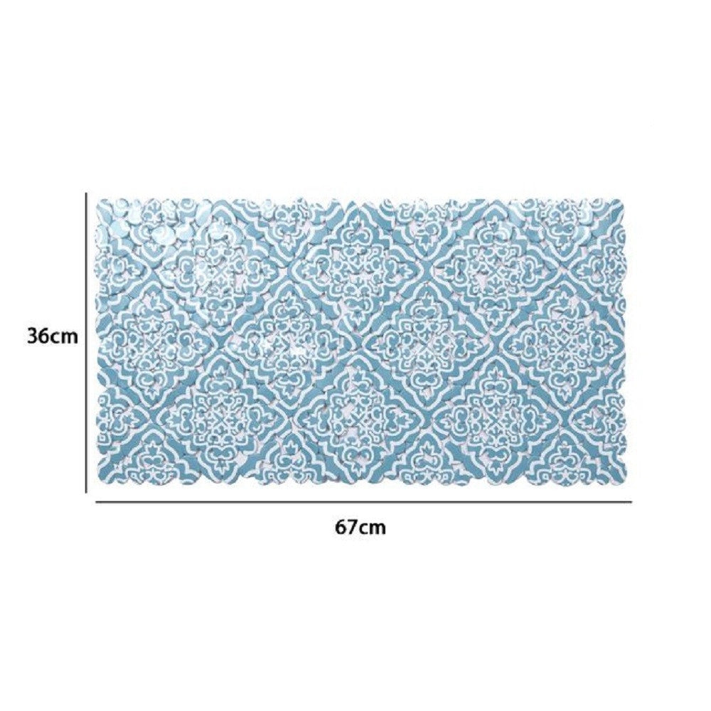 Trade Shop - Tappeto Pvc Azzurro Con Maioliche Antiscivolo Vasca Bagno Doccia 67x36cm 87031 -