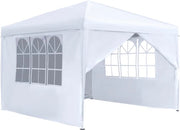 Tenda da Festa 2,5x2,5m (9m²) con 4 Pareti Laterali, Pavilione da Festa Impermeabile, Protezione UV, 50+ di Oxford Tela e Struttura in Metallo per Feste di Giardino, Campeggio, Bianca