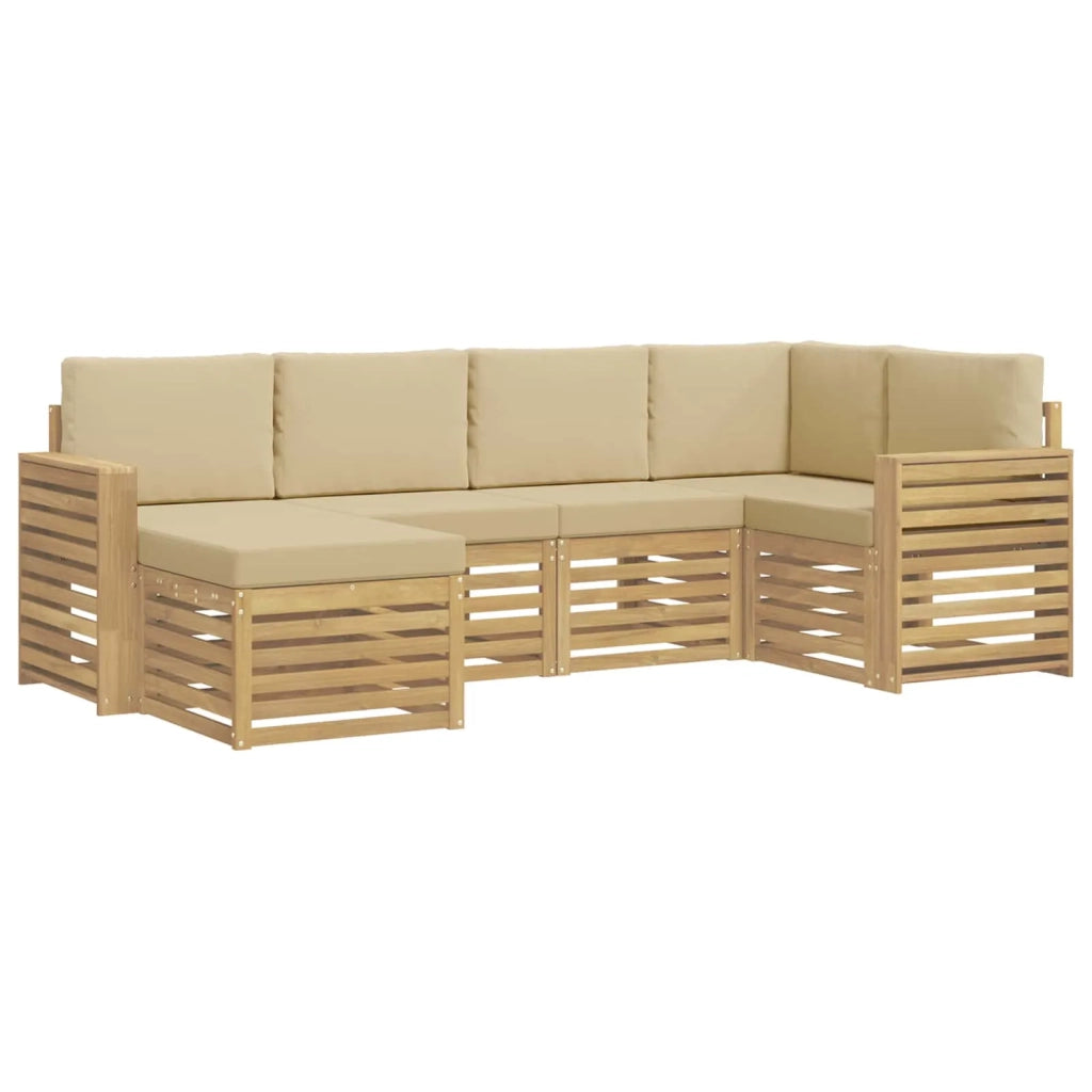 Set di divani da esterno 6 pcs Bianco e Beige Poliestere 3392123