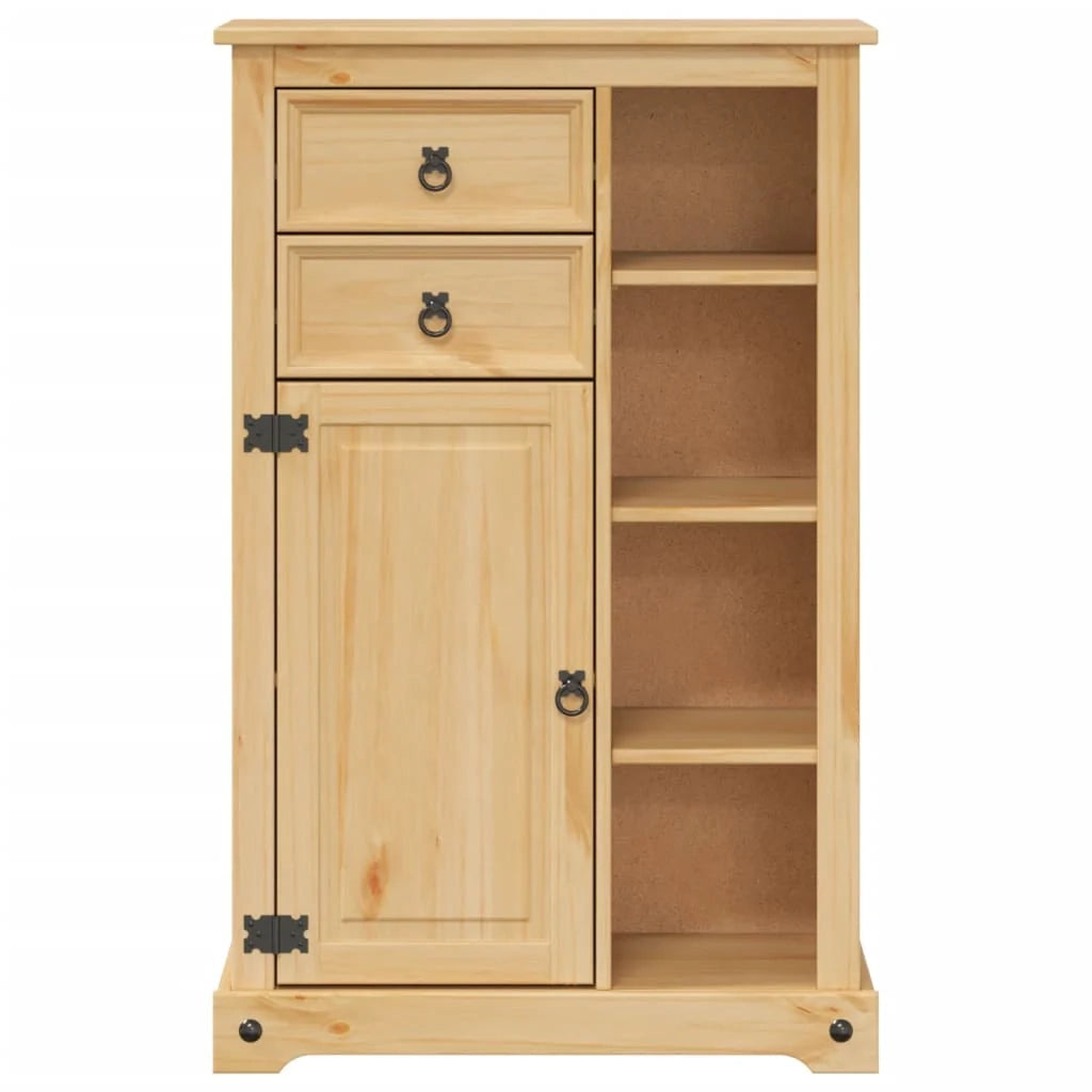 Mobiletto da bagno Corona 70 x 33 x 110 cm capiente stile rustico legno di pino massello finitura miele 02_0057603