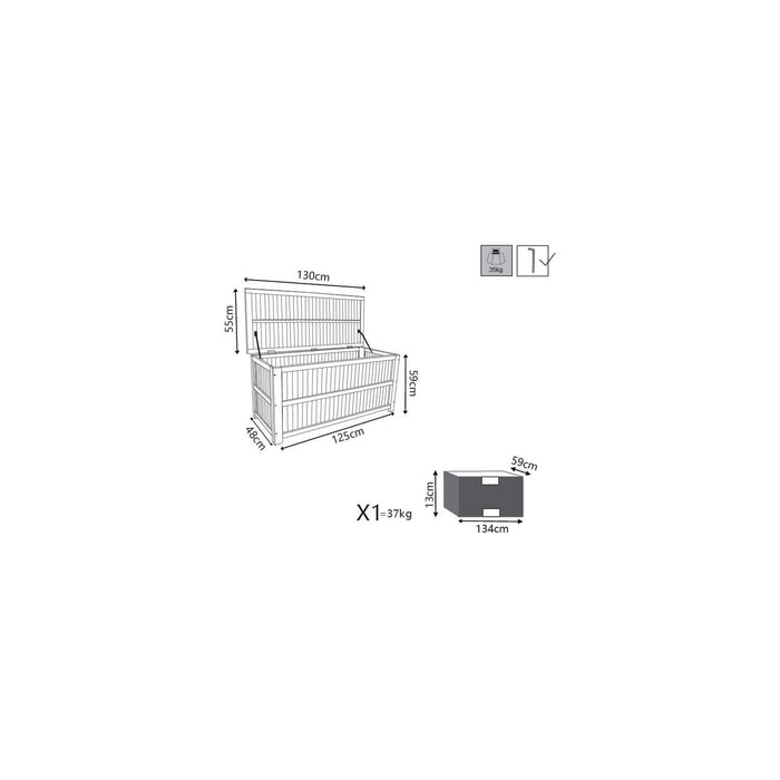 Baule in legno massiccio 130x55x59h cm