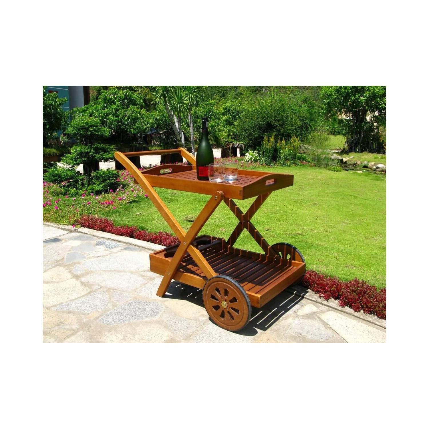 Carrello con ruote in legno massiccio mod. Trolley bar