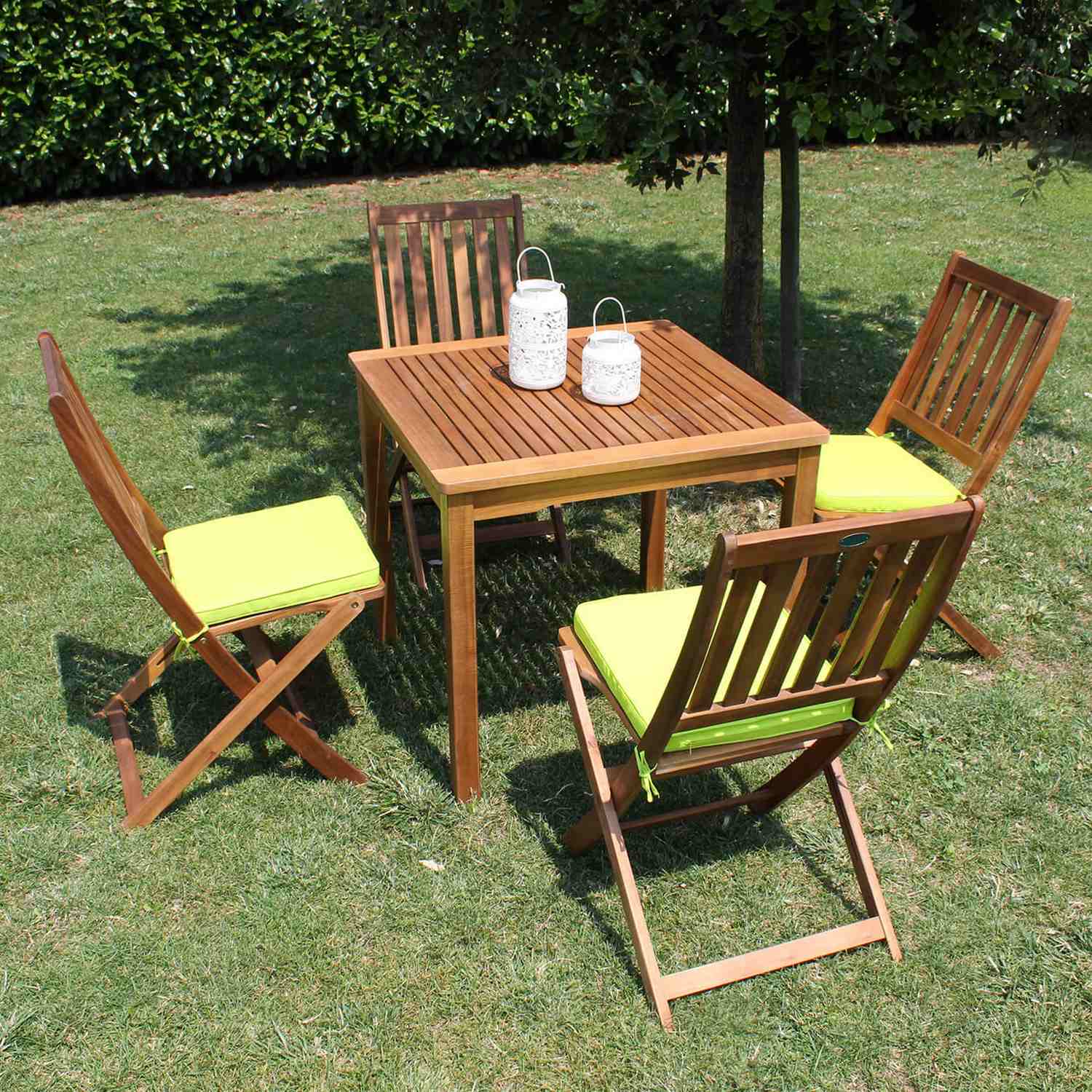 Tavolo quadrato da esterno 80x80cm in legno di acacia massiccio