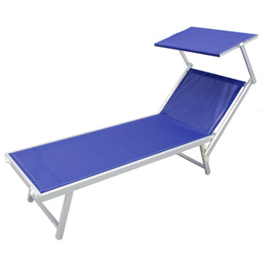 Lettino regolabile con tettuccio parasole Blu Scuro in alluminio mod. Bari