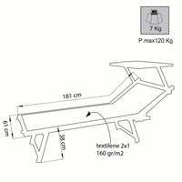 Lettino regolabile con tettuccio parasole Blu Scuro in alluminio mod. Bari