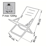 Sdraio pieghevole in acciaio e tessuto blu mod. Canapone