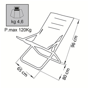 Sdraio pieghevole in acciaio e tessuto blu mod. Canapone