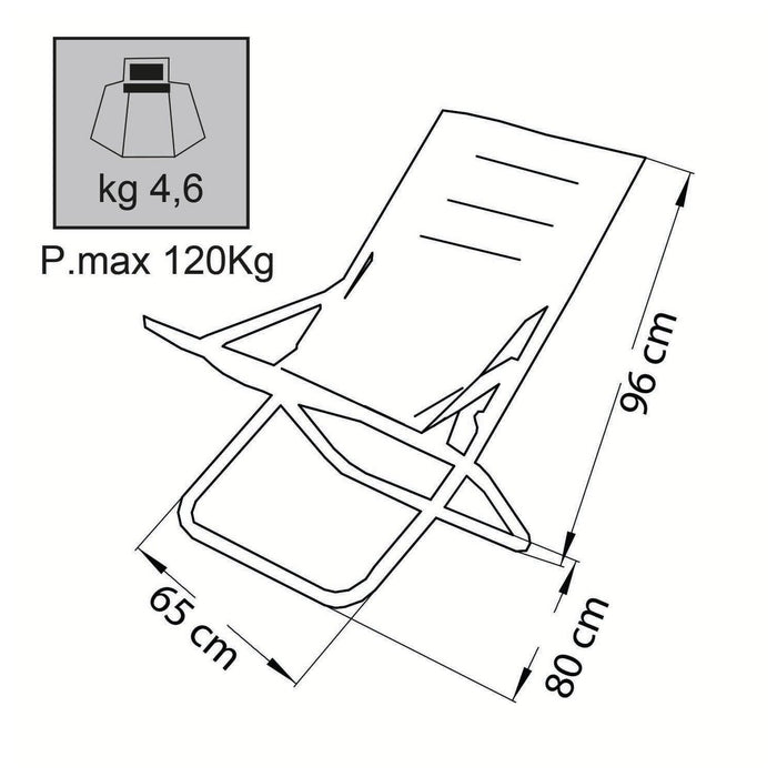 Sdraio pieghevole in acciaio e tessuto blu mod. Canapone