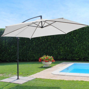 Ombrellone da giardino Ø 3 con telo in poliestere Bianco palo Nero antivento mod. Eris