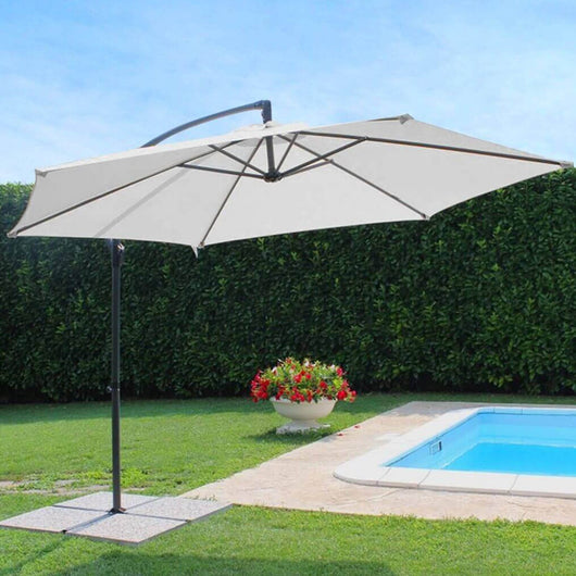 Ombrellone da giardino Ø 3 con telo in poliestere Bianco palo Nero antivento mod. Eris