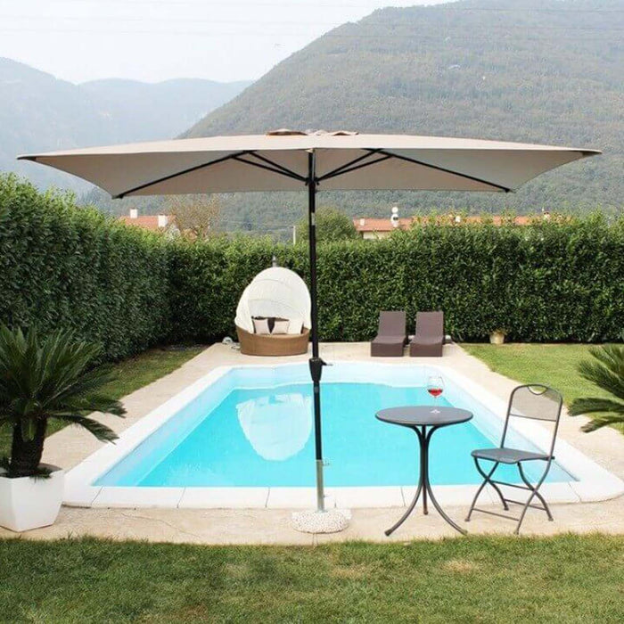 Ombrellone da giardino 2x3 con telo in poliestere Ecru palo Nero antivento mod. Poly Eco