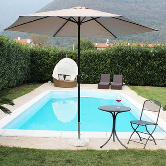 Ombrellone da giardino Ø 3 con telo in poliestere Ecru palo Nero antivento mod. Poly Eco