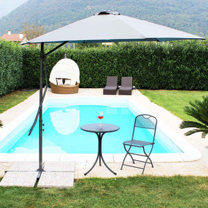 Ombrellone da giardino Ø 3 in alluminio con telo in poliestere Grigio palo Grigio antivento mod. Zenith