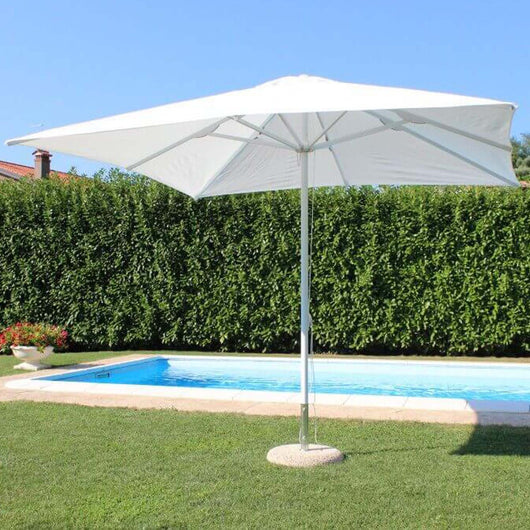 Ombrellone da giardino 3x3 con telo in poliestere Bianco palo Bianco antivento mod. Brian