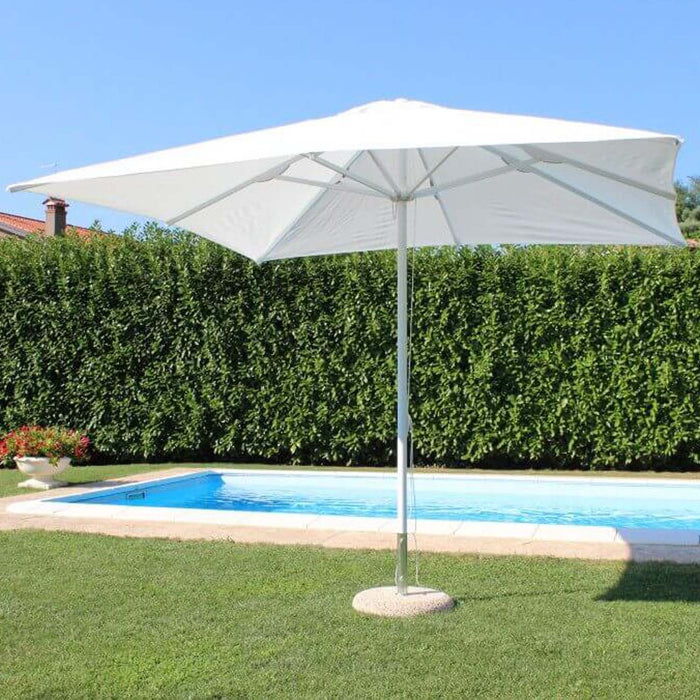 Ombrellone da giardino 3x3 con telo in poliestere Bianco palo Bianco antivento mod. Brian