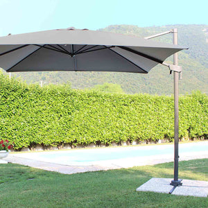 Ombrellone da giardino 3x3 con telo in poliestere Grigio palo Nero antivento mod. Newton