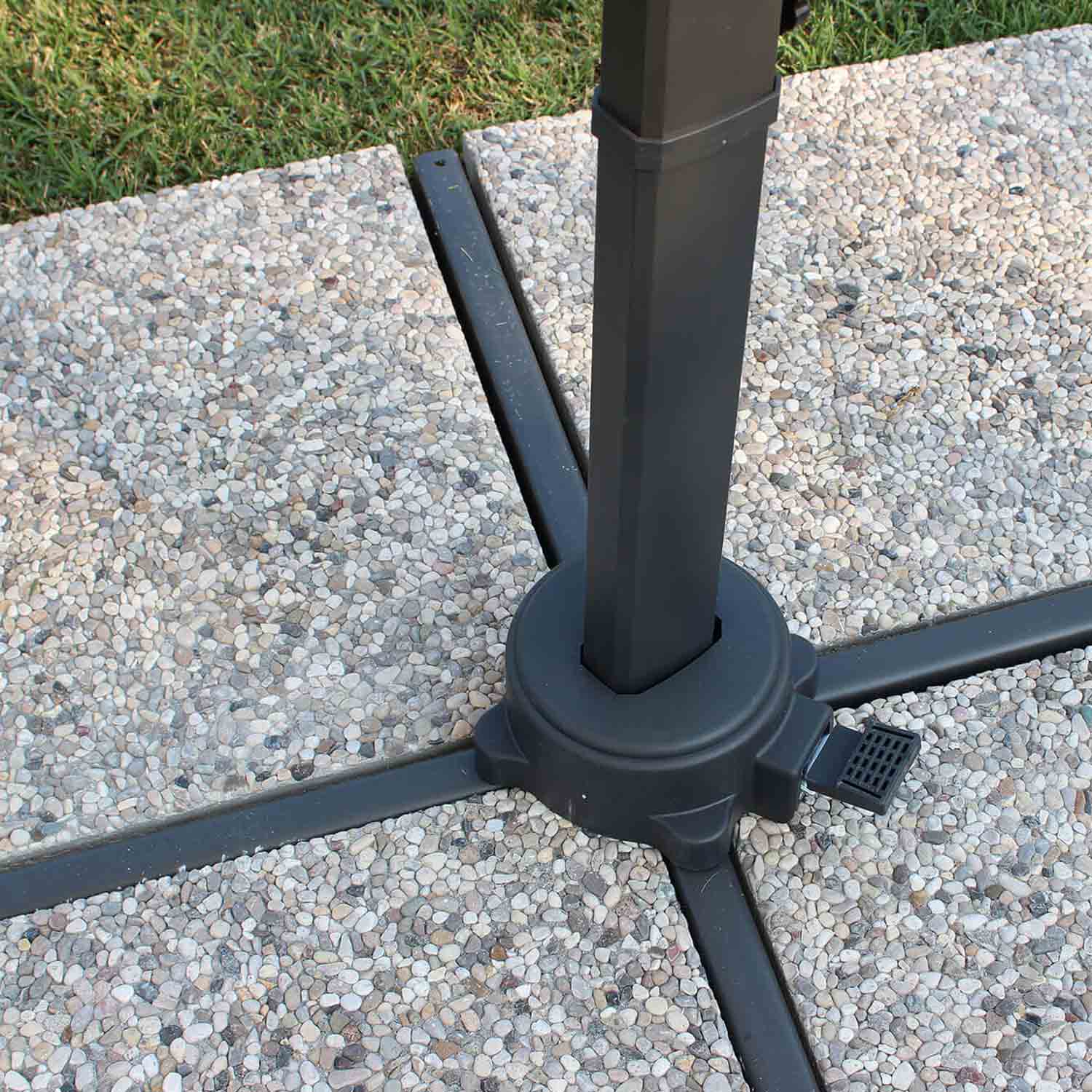Ombrellone da giardino 3x3 con telo in poliestere Grigio palo Nero antivento mod. Newton