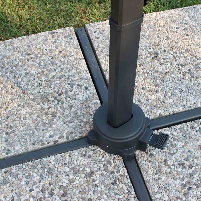 Ombrellone da giardino 3x3 con telo in poliestere Grigio palo Nero antivento mod. Newton