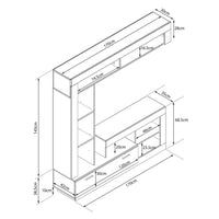 Parete attrezzata soggiorno di colore Antracite e Pino chiaro mod. Leonard
