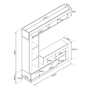 Parete attrezzata soggiorno di colore Antracite e Pino chiaro mod. Leonard