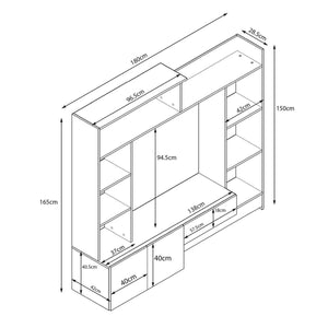 Parete attrezzata soggiorno di colore Grigio effetto cemento e Grigio scuro effetto cemento mod. Entry