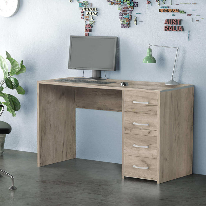 Scrivania porta PC con cassettiera di forma Rettangolare di colore Olmo mod. Topaz
